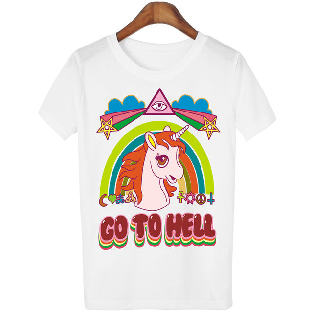 Woman's Go To Hell Unicorn T-shirts