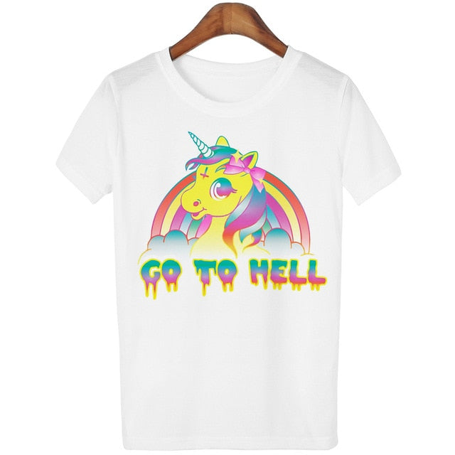 Woman's Go To Hell Unicorn T-shirts