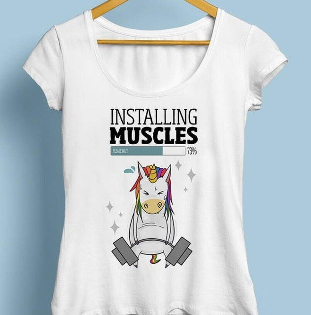 Bodybuilding rainbow unicorn T-shirt