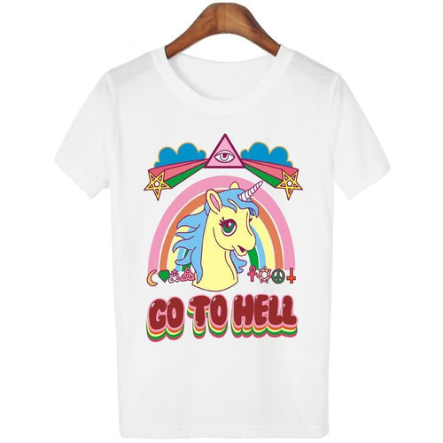 Woman's Go To Hell Unicorn T-shirts